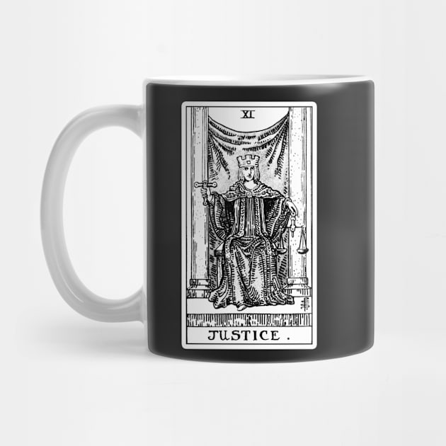 XI. Justice Tarot Card | Black and white by wildtribe